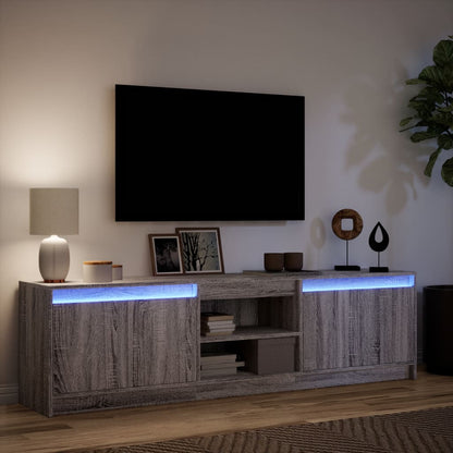 TV Cabinet with LED Grey Sonoma 180x34x50 cm Engineered Wood