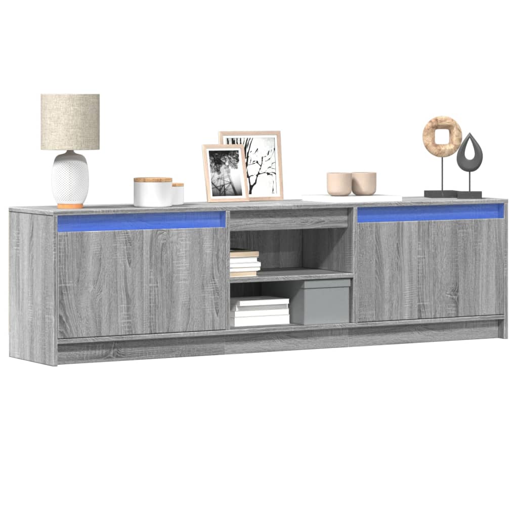 TV Cabinet with LED Grey Sonoma 180x34x50 cm Engineered Wood