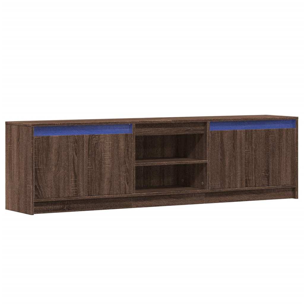 TV Cabinet with LED Brown Oak 180x34x50 cm Engineered Wood