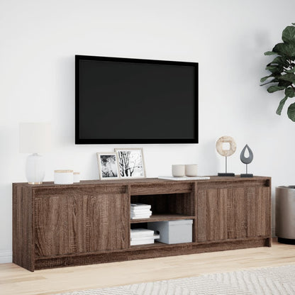 TV Cabinet with LED Brown Oak 180x34x50 cm Engineered Wood