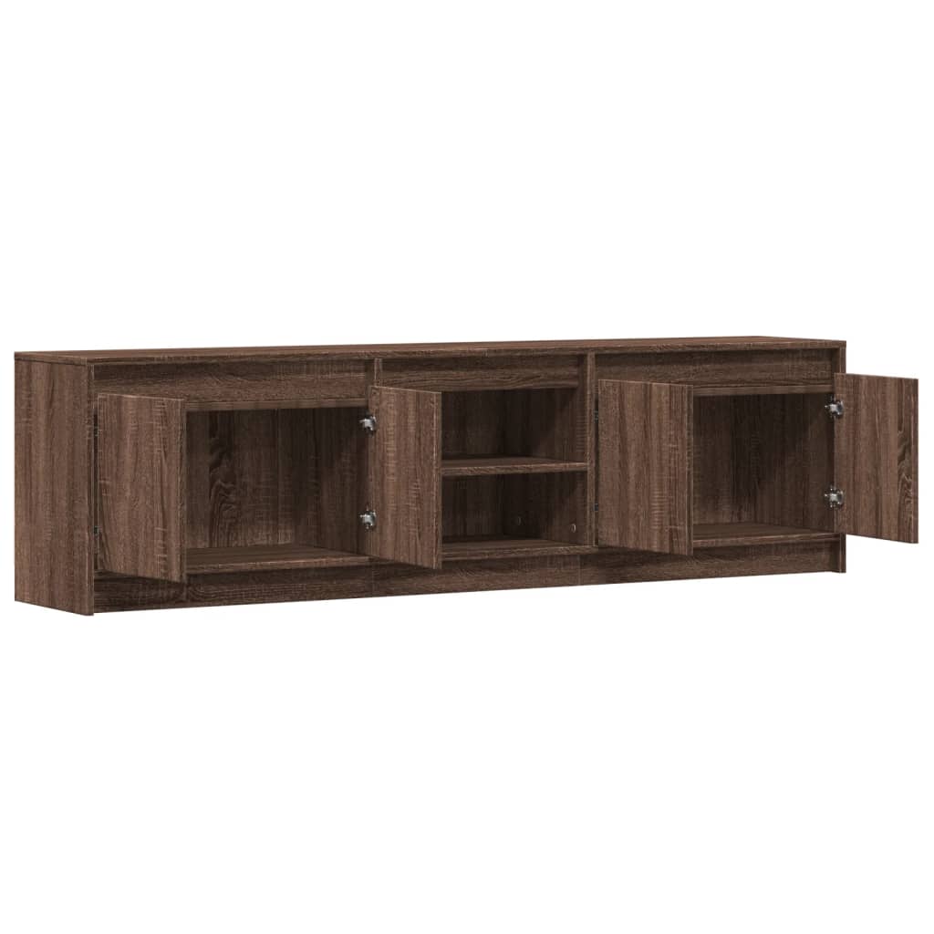 TV Cabinet with LED Brown Oak 180x34x50 cm Engineered Wood