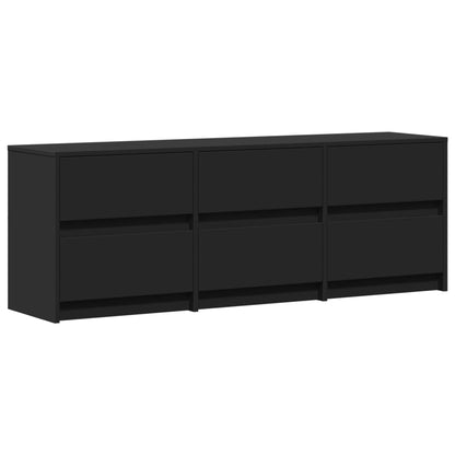 TV Cabinet with LED Black 140x34x50 cm Engineered Wood