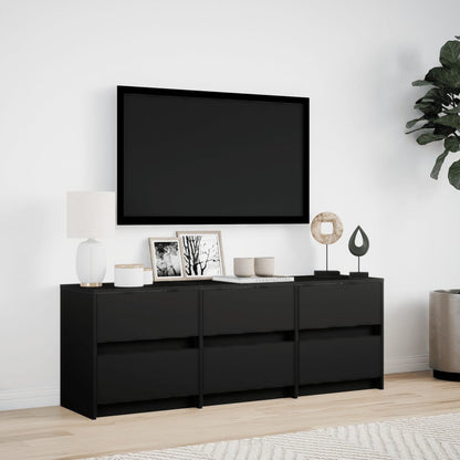 TV Cabinet with LED Black 140x34x50 cm Engineered Wood