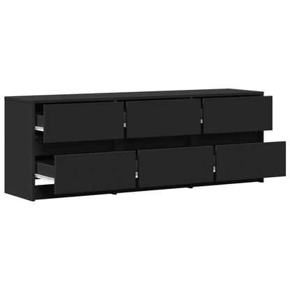 TV Cabinet with LED Black 140x34x50 cm Engineered Wood