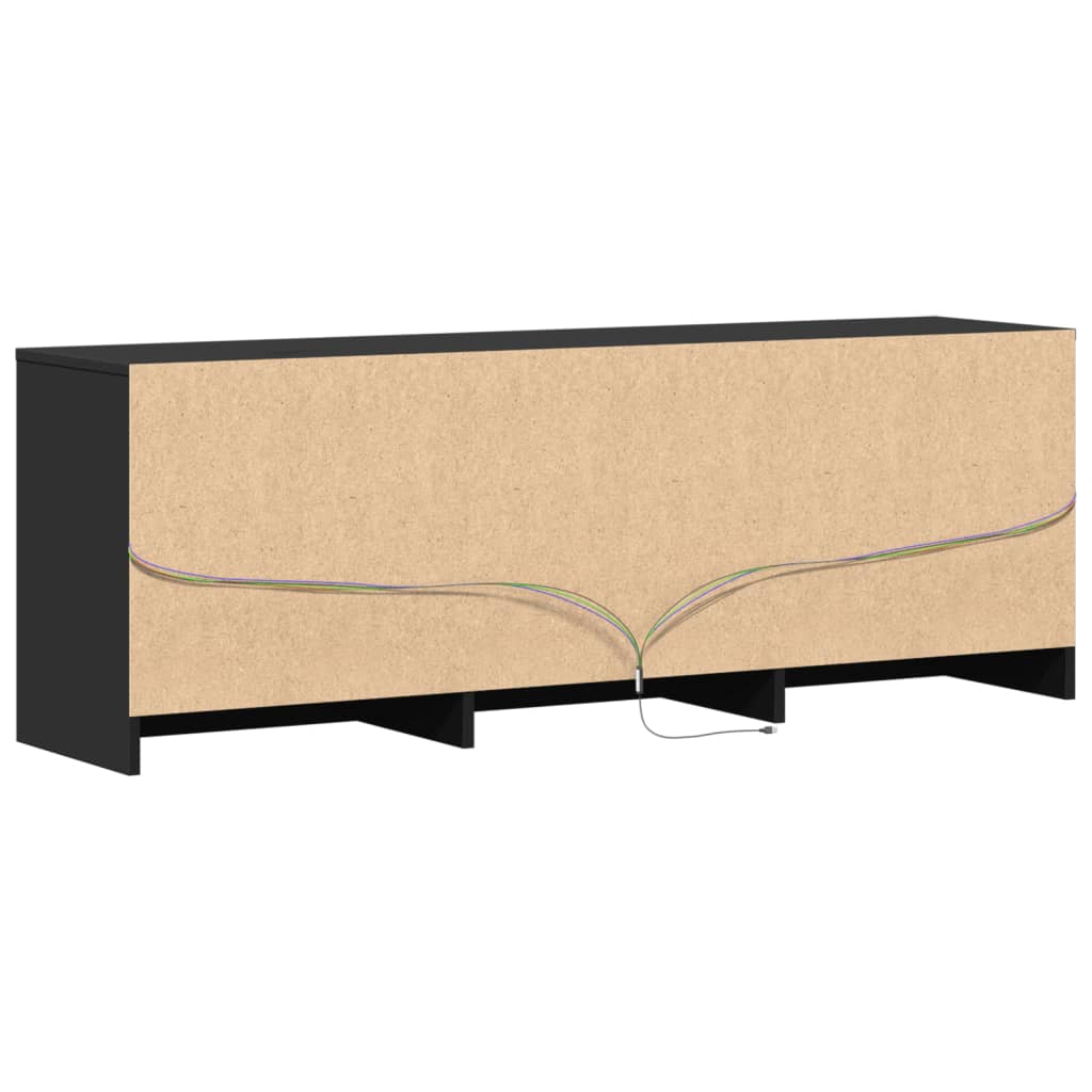 TV Cabinet with LED Black 140x34x50 cm Engineered Wood