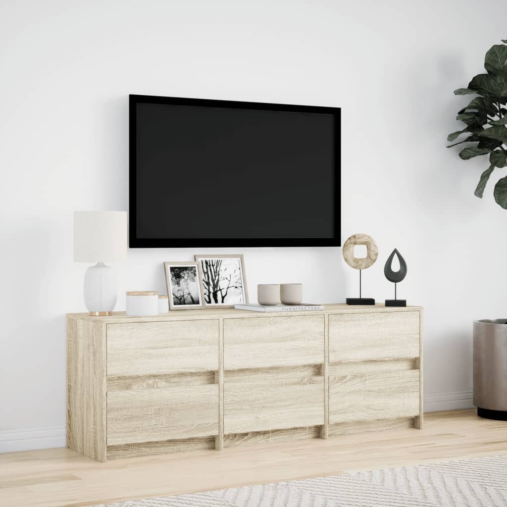 TV Cabinet with LED Sonoma Oak 140x34x50 cm Engineered Wood