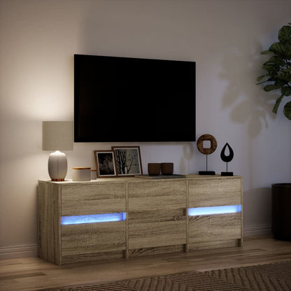 TV Cabinet with LED Sonoma Oak 140x34x50 cm Engineered Wood