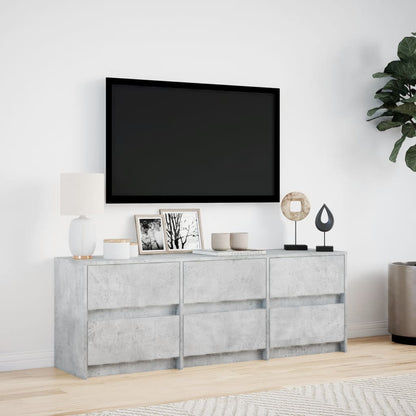 TV Cabinet with LED Concrete Grey 140x34x50 cm Engineered Wood