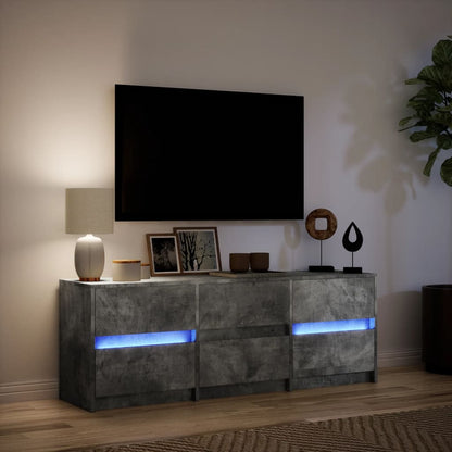 TV Cabinet with LED Concrete Grey 140x34x50 cm Engineered Wood