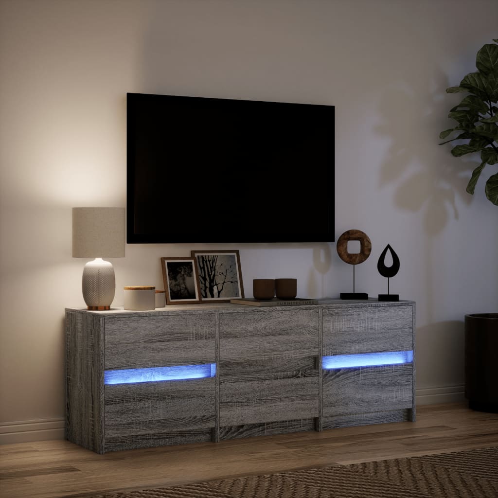 TV Cabinet with LED Grey Sonoma 140x34x50 cm Engineered Wood