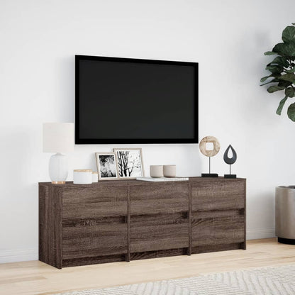 TV Cabinet with LED Brown Oak 140x34x50 cm Engineered Wood