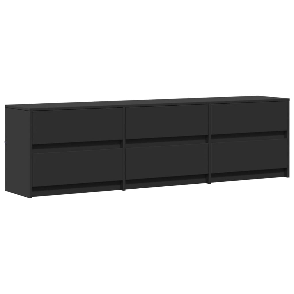 TV Cabinet with LED Black 180x34x50 cm Engineered Wood