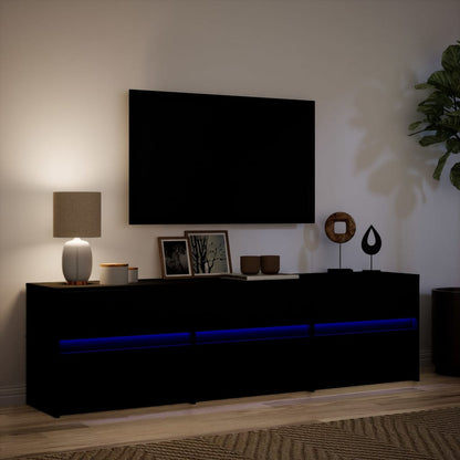 TV Cabinet with LED Black 180x34x50 cm Engineered Wood