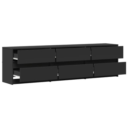 TV Cabinet with LED Black 180x34x50 cm Engineered Wood