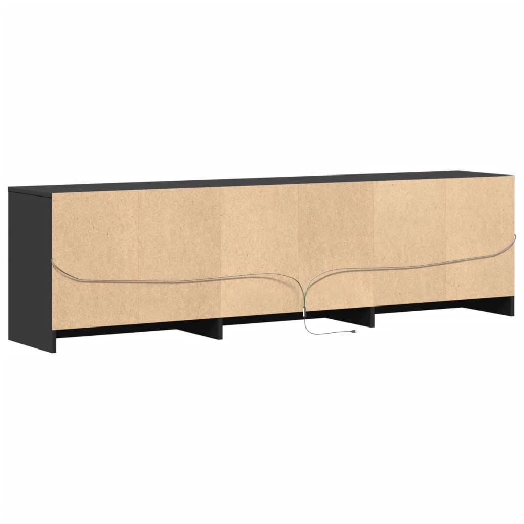 TV Cabinet with LED Black 180x34x50 cm Engineered Wood