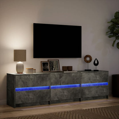 TV Cabinet with LED Concrete Grey 180x34x50 cm Engineered Wood