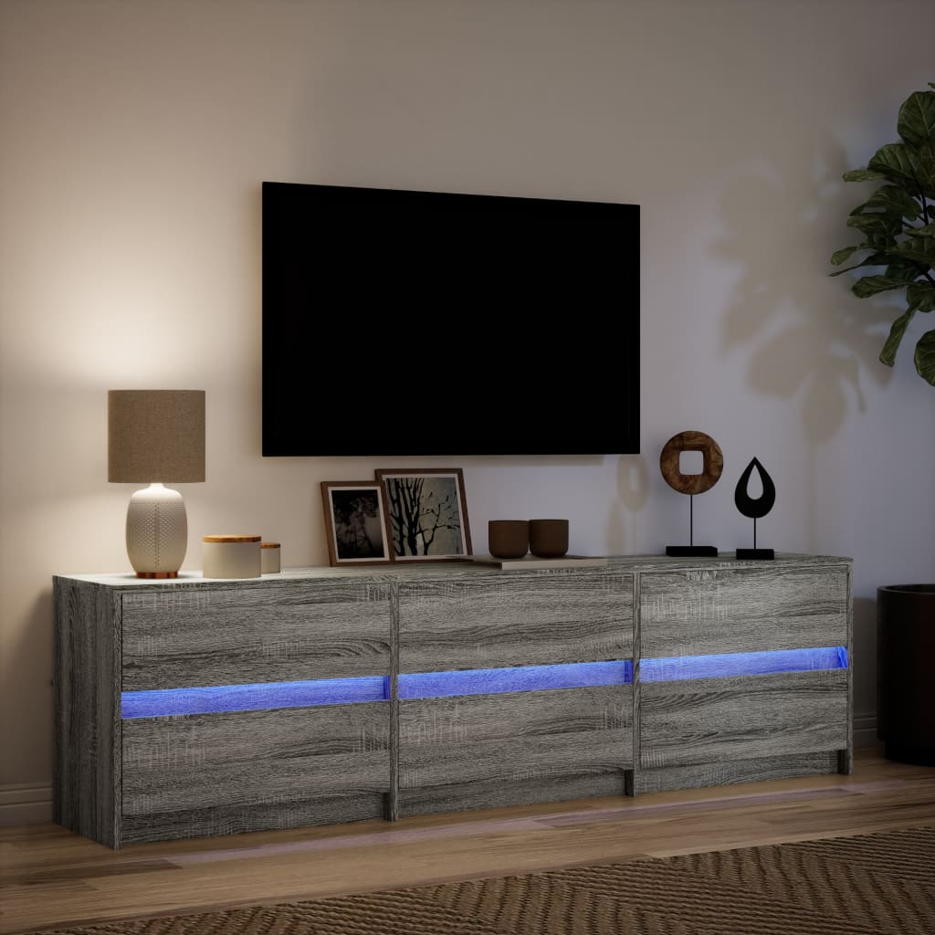 TV Cabinet with LED Grey Sonoma 180x34x50 cm Engineered Wood