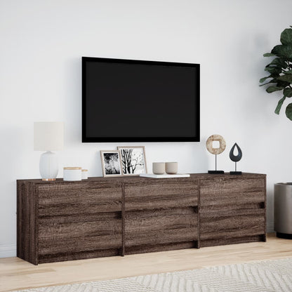 TV Cabinet with LED Brown Oak 180x34x50 cm Engineered Wood