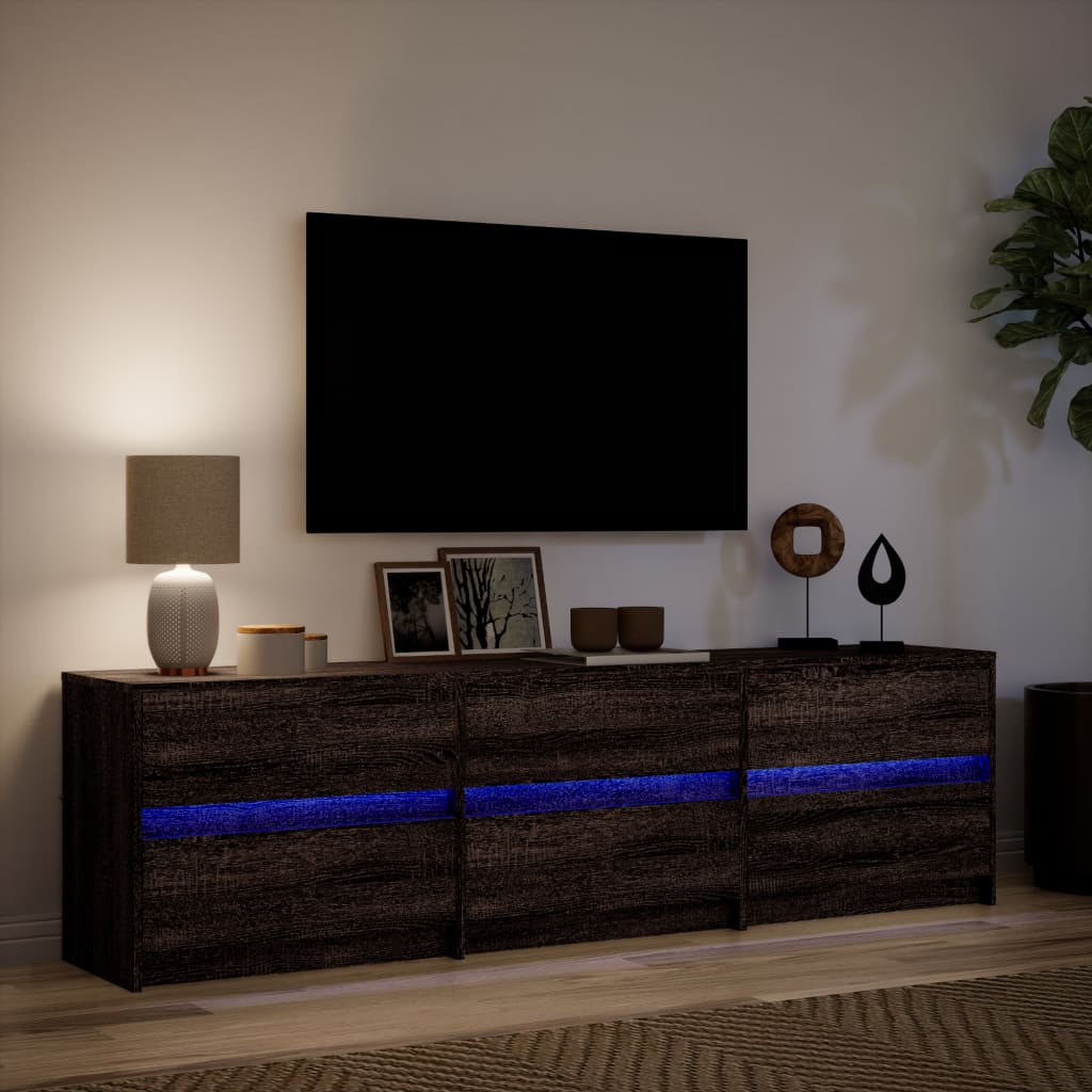 TV Cabinet with LED Brown Oak 180x34x50 cm Engineered Wood