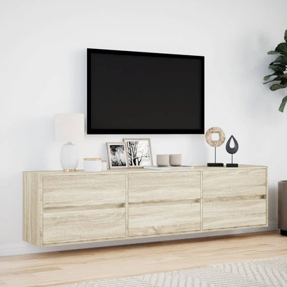 TV Wall Cabinet with LED Sonoma Oak 180x31x45 cm