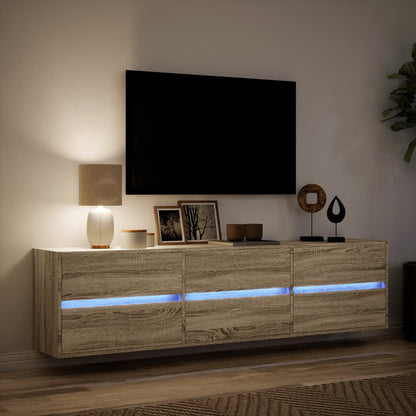 TV Wall Cabinet with LED Sonoma Oak 180x31x45 cm