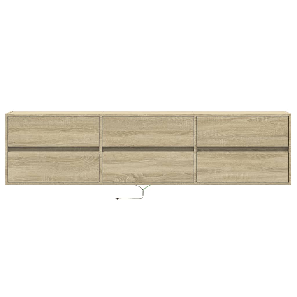 TV Wall Cabinet with LED Sonoma Oak 180x31x45 cm