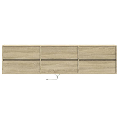 TV Wall Cabinet with LED Sonoma Oak 180x31x45 cm