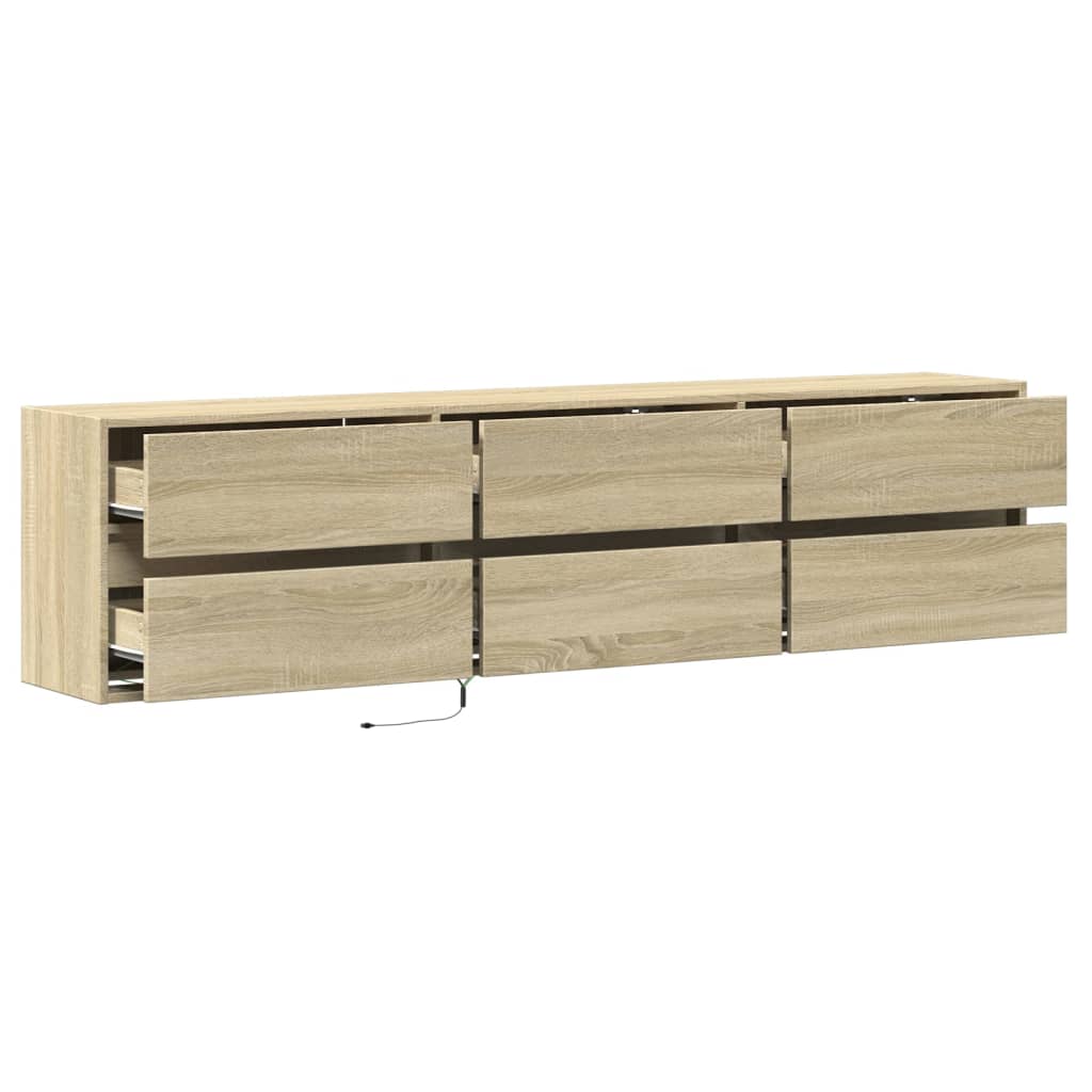 TV Wall Cabinet with LED Sonoma Oak 180x31x45 cm