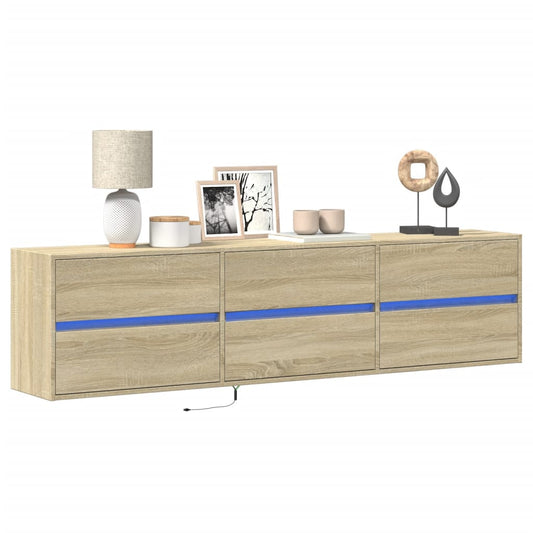 TV Wall Cabinet with LED Sonoma Oak 180x31x45 cm