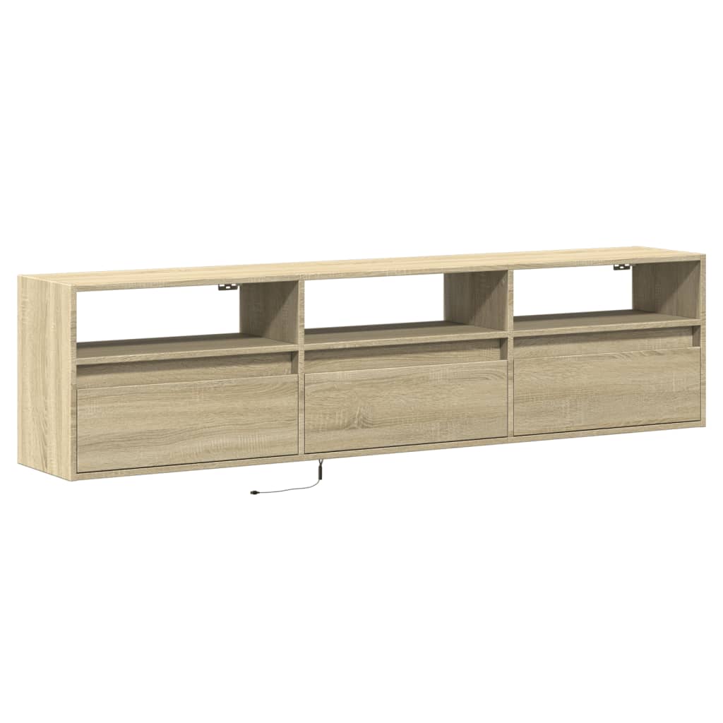 TV Wall Cabinet with LED Sonoma Oak 180x31x45 cm