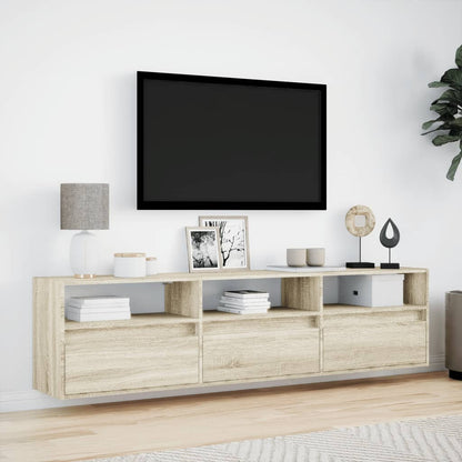 TV Wall Cabinet with LED Sonoma Oak 180x31x45 cm