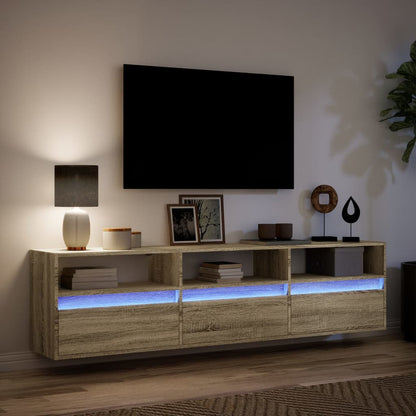 TV Wall Cabinet with LED Sonoma Oak 180x31x45 cm