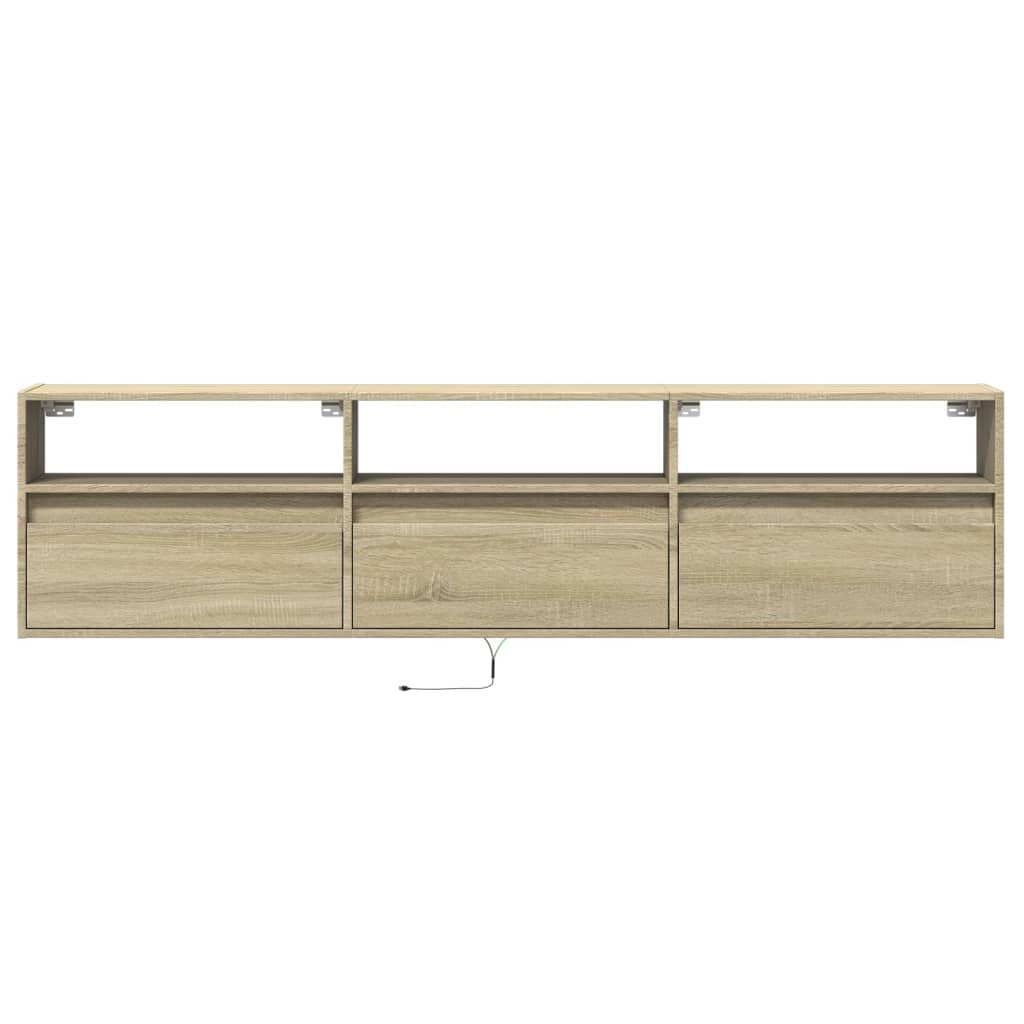 TV Wall Cabinet with LED Sonoma Oak 180x31x45 cm