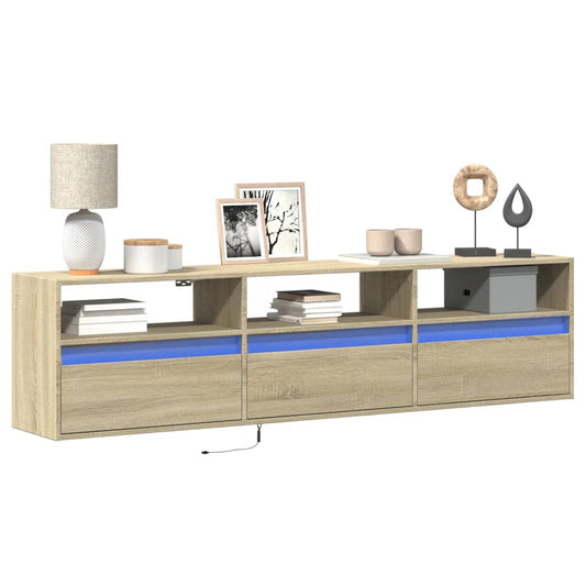 TV Wall Cabinet with LED Sonoma Oak 180x31x45 cm