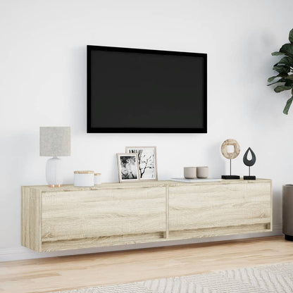 TV Wall Cabinet with LED Sonoma Oak 180x31x38 cm