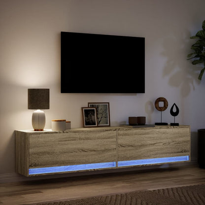 TV Wall Cabinet with LED Sonoma Oak 180x31x38 cm