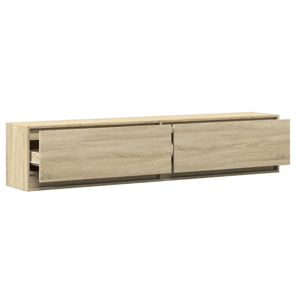 TV Wall Cabinet with LED Sonoma Oak 180x31x38 cm