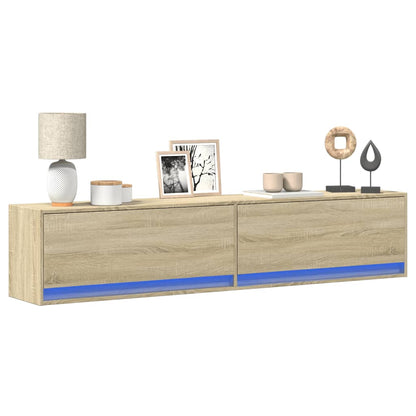 TV Wall Cabinet with LED Sonoma Oak 180x31x38 cm