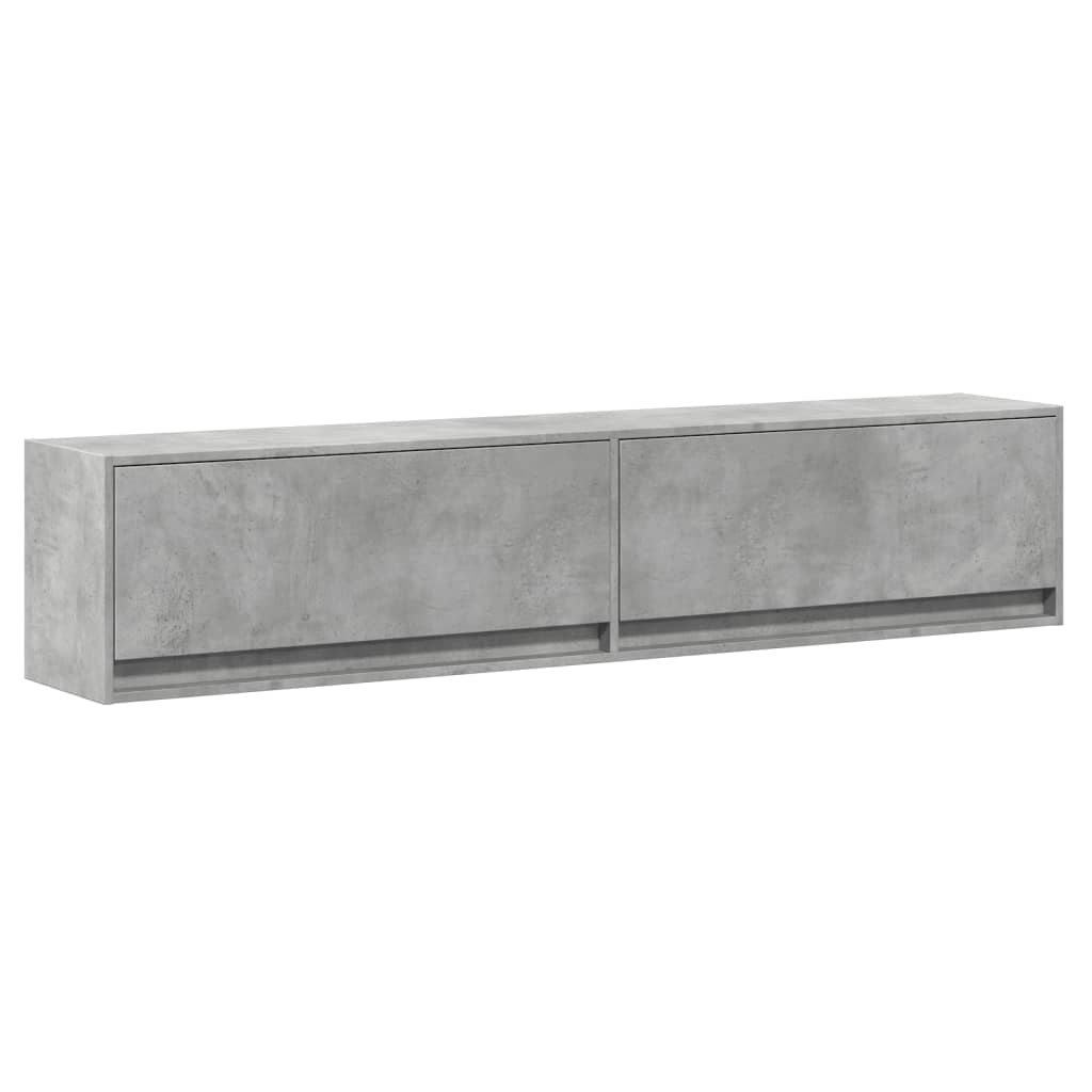 TV Wall Cabinet with LED Concrete Grey 180x31x38 cm