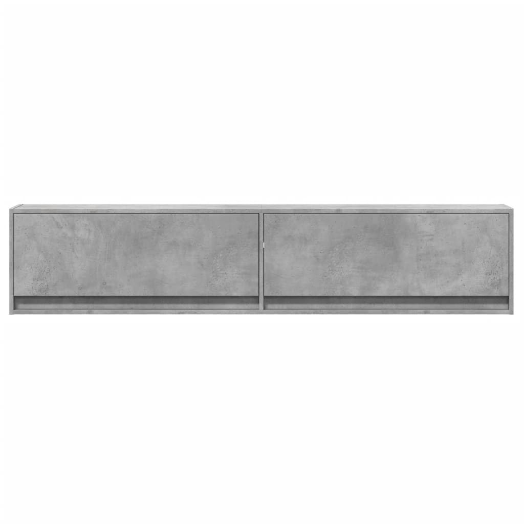 TV Wall Cabinet with LED Concrete Grey 180x31x38 cm