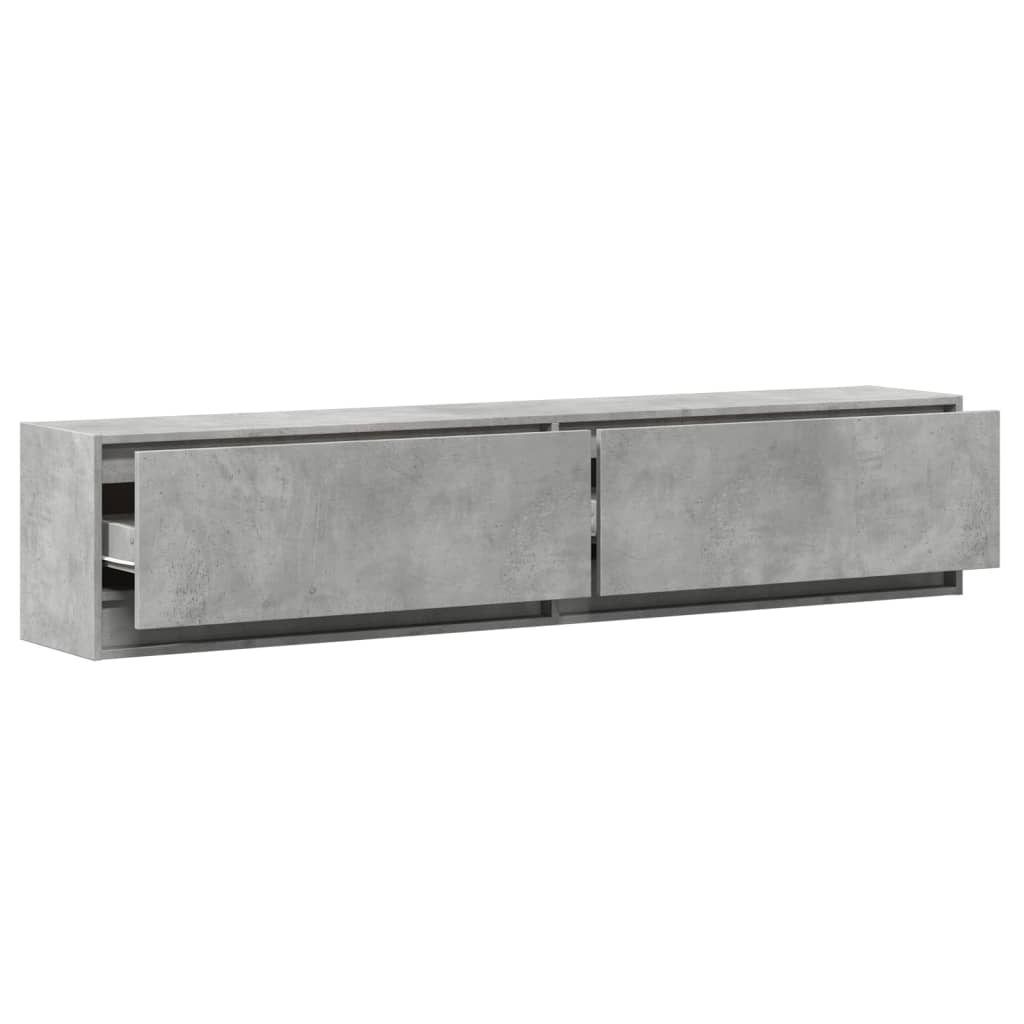 TV Wall Cabinet with LED Concrete Grey 180x31x38 cm