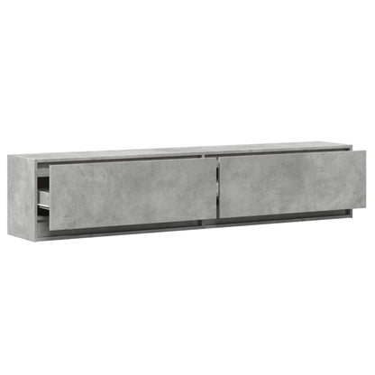 TV Wall Cabinet with LED Concrete Grey 180x31x38 cm