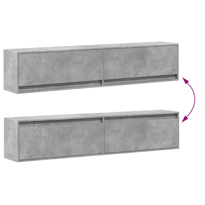 TV Wall Cabinet with LED Concrete Grey 180x31x38 cm