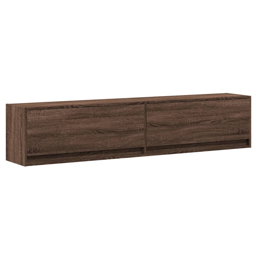 TV Wall Cabinet with LED Brown Oak 180x31x38 cm