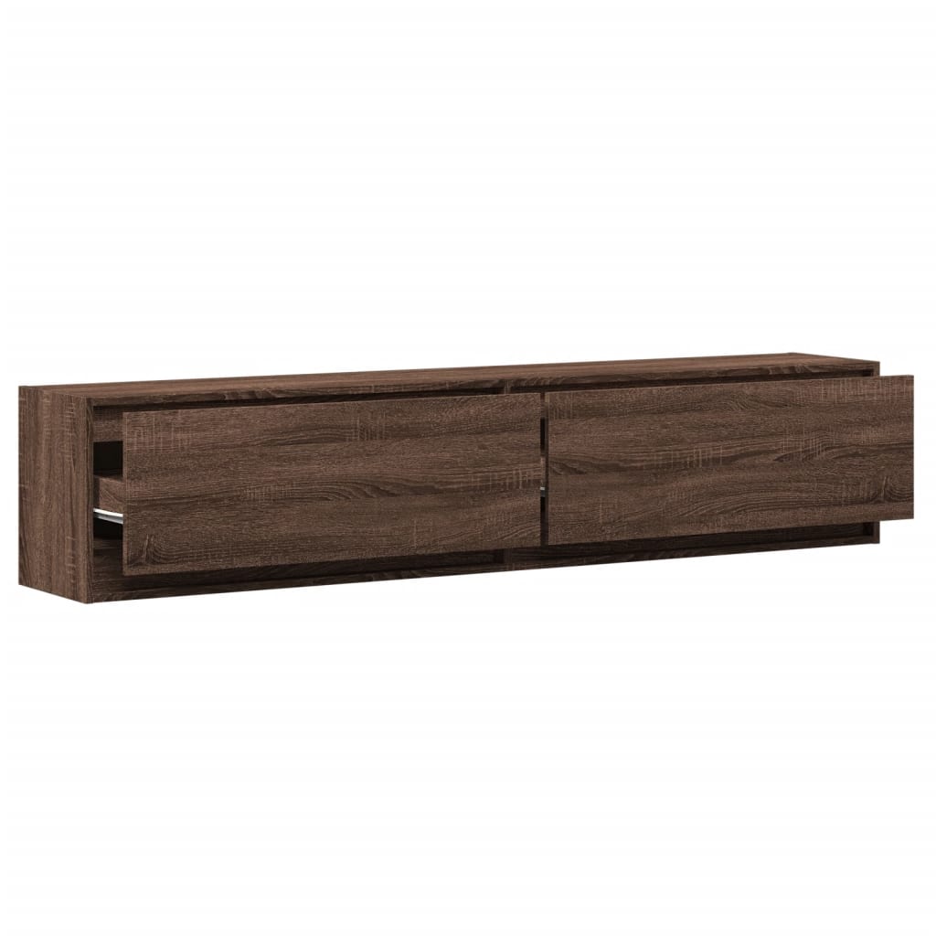 TV Wall Cabinet with LED Brown Oak 180x31x38 cm