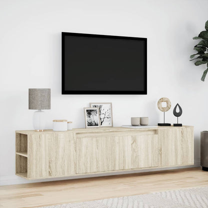 TV Wall Cabinet with LED Sonoma Oak 180x31x39.5 cm