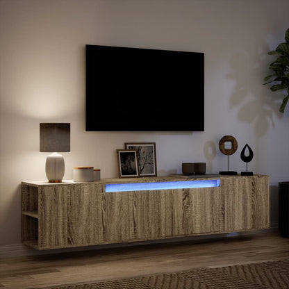 TV Wall Cabinet with LED Sonoma Oak 180x31x39.5 cm