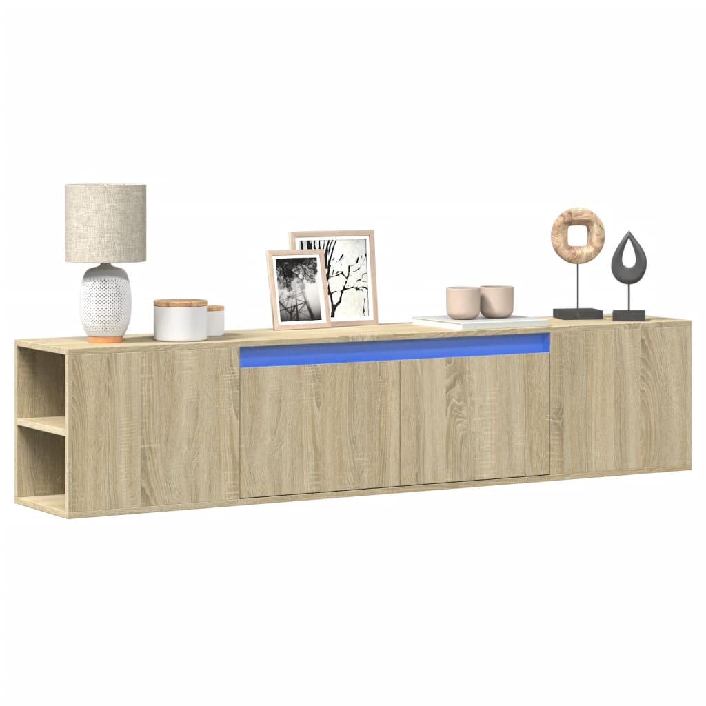 TV Wall Cabinet with LED Sonoma Oak 180x31x39.5 cm