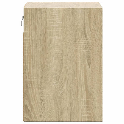 Wall-mounted Bedside Cabinet with LED Lights Sonoma Oak