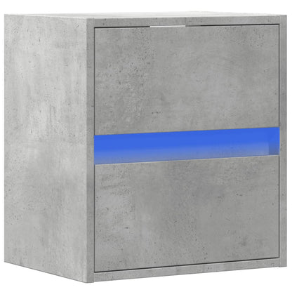 Wall-mounted Bedside Cabinet with LED Lights Concrete Grey